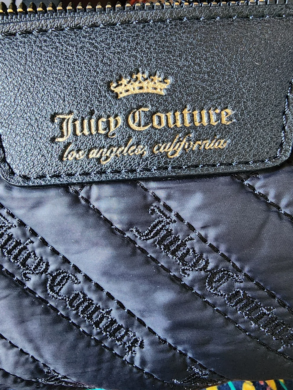Juicy Couture Black Quilted Crossbody Bag with Gold Hardware